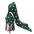 2019 High Heel Stiletto Women's Pumps Green Silk Shoes x19-c013C Ladies Women custom Office business Dress Shoes Heels For Lady